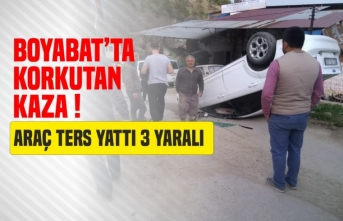 Boyabat Yenimahalle'de Araç Ters Döndü 3 Yaralı