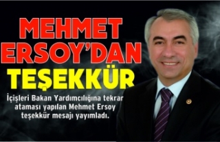 Mehmet Ersoy'dan Teşekkür