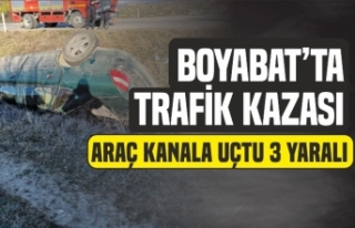 Boyabat'ta Trafik Kazası Araç Kanala Uçtu
