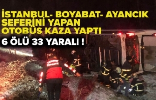 Boyabat Taşköprü yolunda otobüs devrildi  6 ölü...